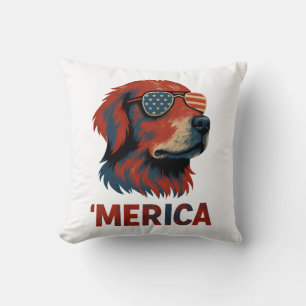 Coussin T-Shirt Golden Retriever 4 juillet Merica