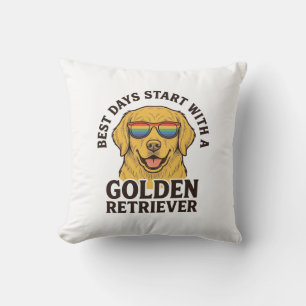 Coussin T-shirt Golden Retriever avec lunettes de soleil r