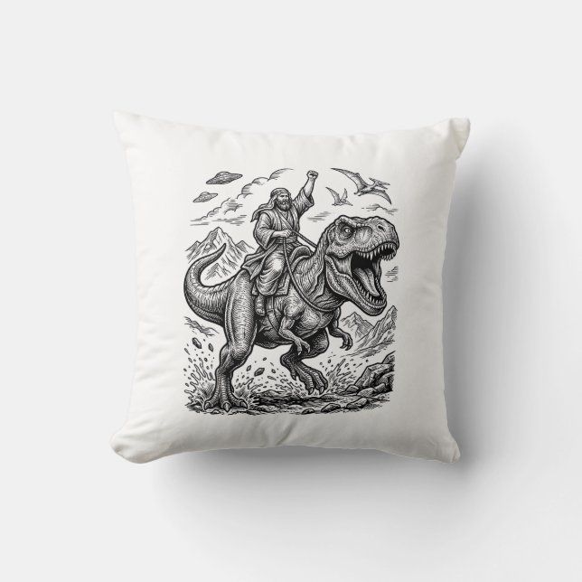 Coussin T-shirt graphique à motif de cavalier dinosaure gr (Recto)