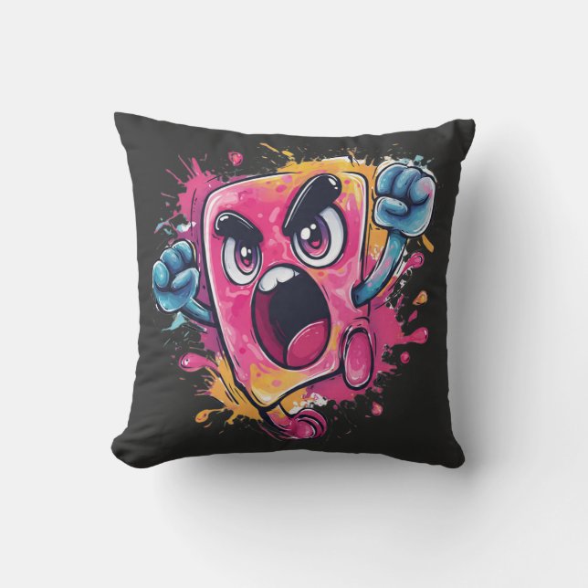 Coussin T-shirt graphique criant Popsicle en colère (Recto)