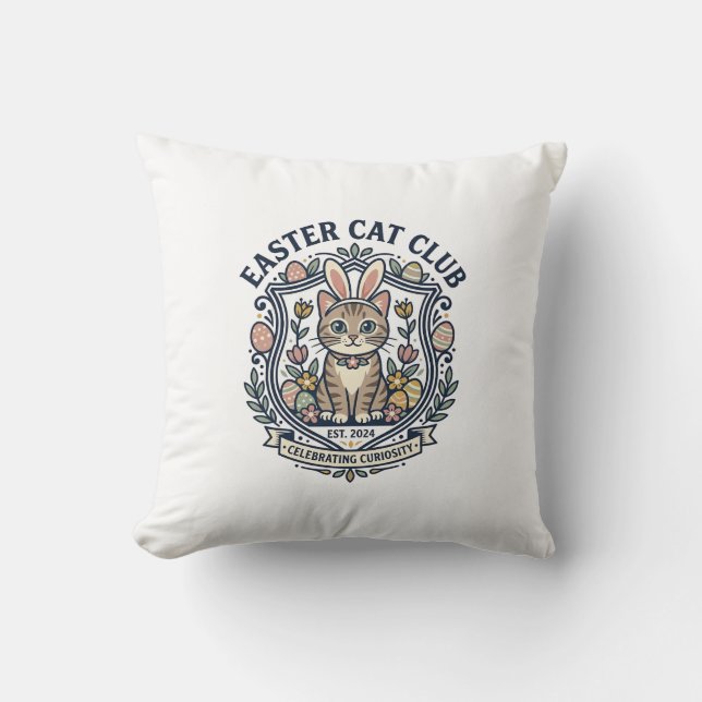 Coussin T-shirt graphique de chat de Pâques - Easter Cat C (Recto)