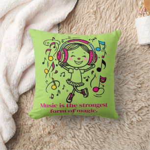 Coussin T-shirt graphique musical amusant