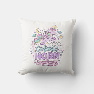 Coussin T-shirt graphique pastel mignon énergie corne cosm