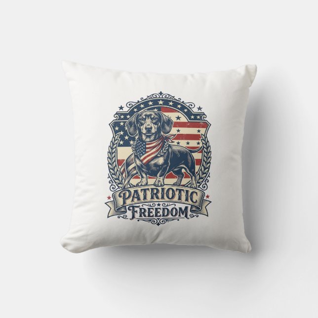 Coussin T-shirt graphique vectoriel de teckel patriotique_ (Recto)