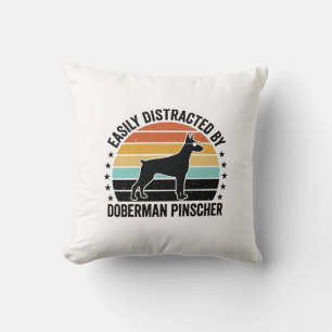 Coussin T-shirt graphique vintage Doberman Pinscher couche