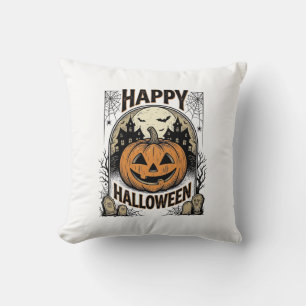 Coussin T-shirt Halloween Citrouille Cimetière Vintage Art
