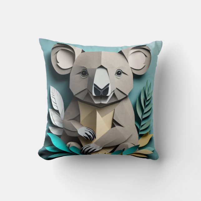 Coussin T-shirt Koala 3D Paper Art Design (Recto)