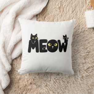 Coussin T-shirt Mignon Chat Noir Miaou