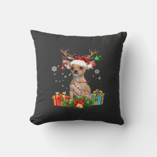 Coussin T-Shirt Oversized Santa Lumières de Noël Chihuahua