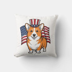 Coussin T-shirt patriotique avec gravure vintage de Corgi_