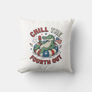 Coussin T-shirt patriotique Chill The Fourth Out Alligator