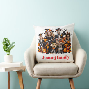 Coussin T-Shirt personnalisé de Halloween pour famille eff