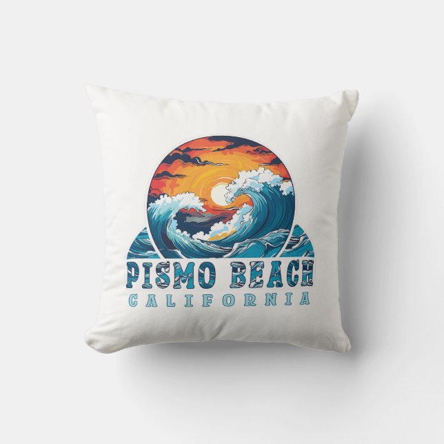 Coussin T-Shirt Pismo Beach California Surfeurs (Recto)