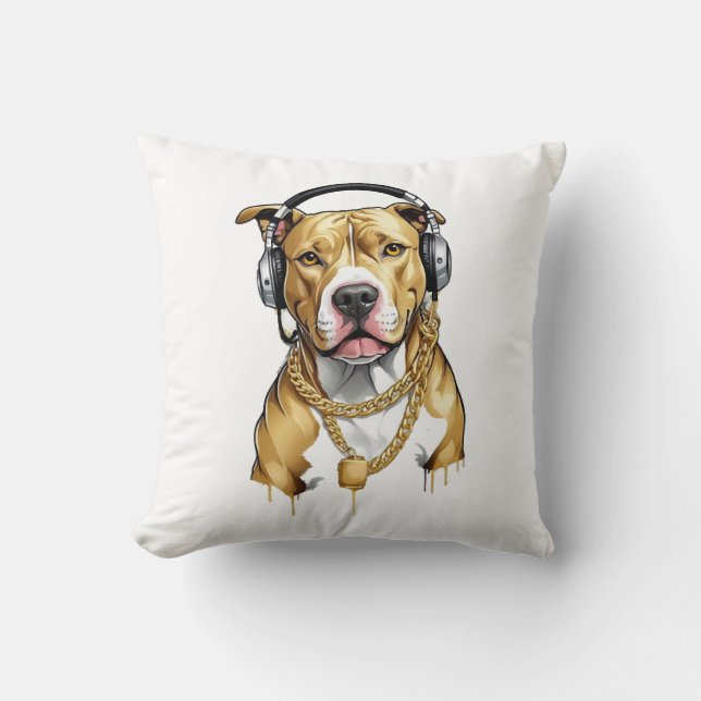 Coussin T-shirt Pitbull style street (Recto)