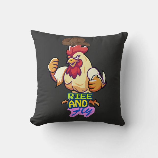 Coussin T-Shirt "Poulet Drôle S'envole" (Recto)