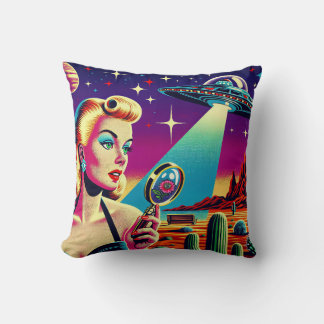 Coussin T-Shirt Rétro Pin-Up UFO 