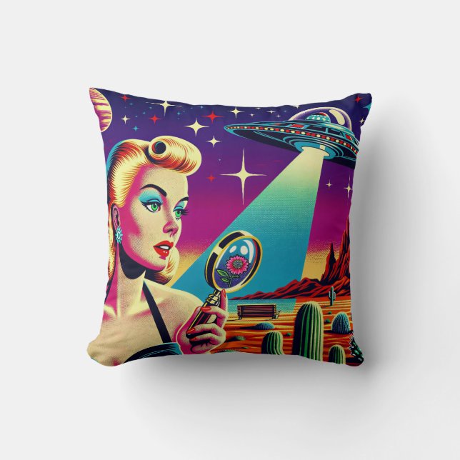Coussin T-Shirt Rétro Pin-Up UFO  (Recto)