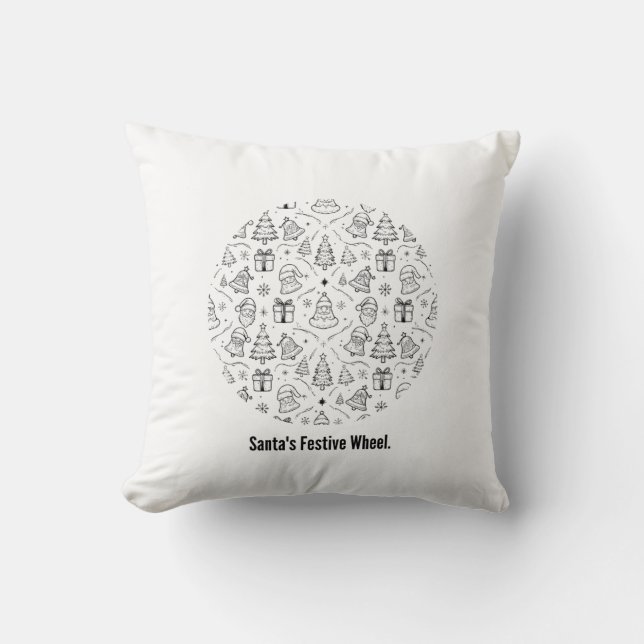 Coussin T-Shirt Roue de Noël de Père Noël | Circula Minima (Recto)