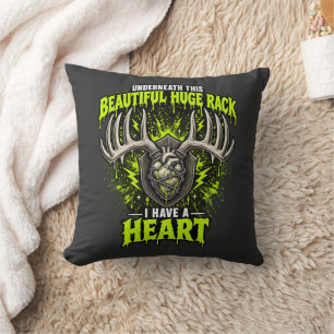 Coussin T-shirt sarcastique à bois de cerf drôle et énorme