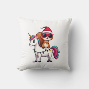 Coussin T-Shirt Squirrel à cheval sur une Licorne avec Gui