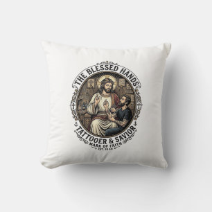 Coussin T-Shirt Studio de Tatouage d'Artiste Jésus Inspira