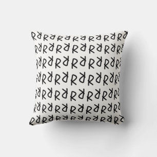 Coussin T-Shirt Symétrique R Ligne Art, Doodle Minimaliste