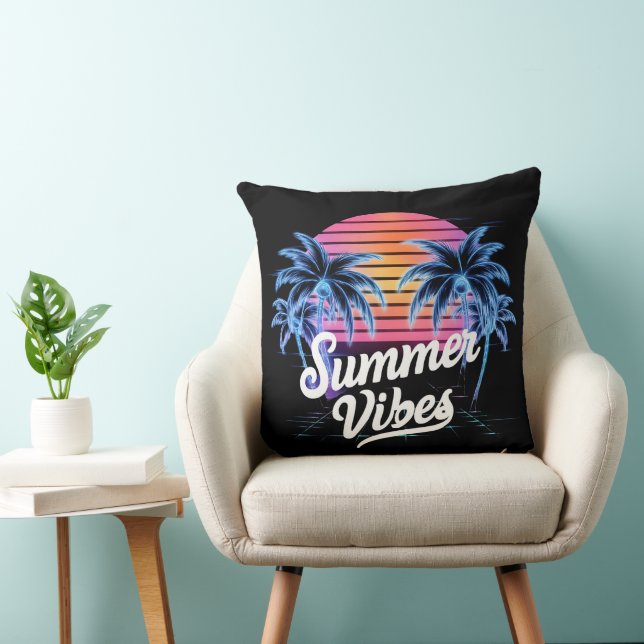 Coussin T-shirt Synthwave - Neon Palm Tree (Chaise)