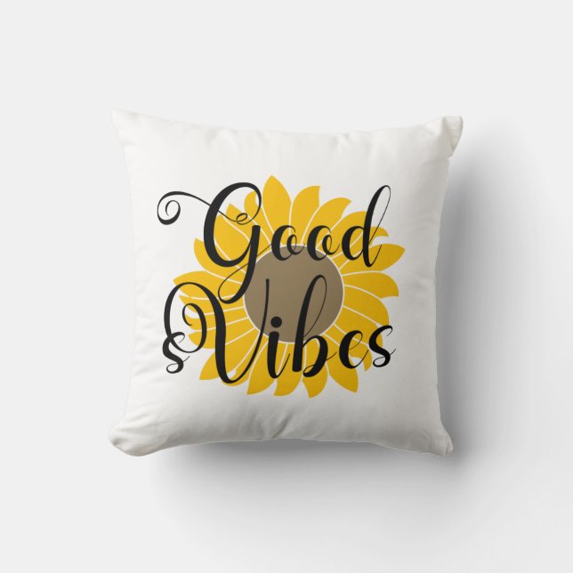 Coussin T-shirt tournesol Good Vibes (Recto)