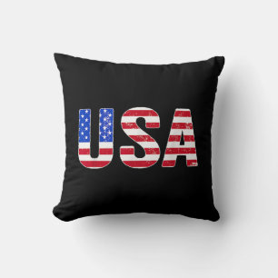 Coussin T Shirt USA Drapeau Américain Patriotique Hommes F