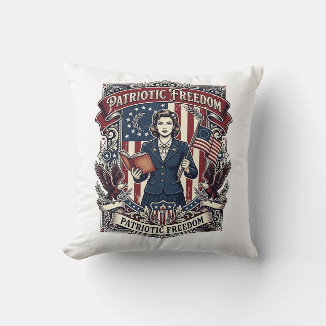 Coussin T-shirt vectoriel graphique pour enseignant patrio (Recto)