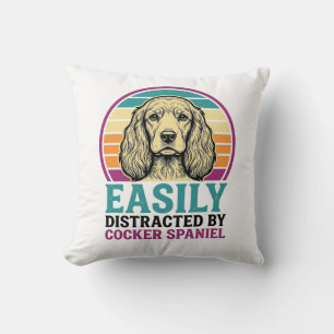 Coussin T-shirt vintage Cocker Spaniel facilement distrait