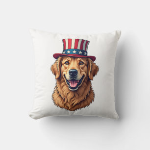 Coussin T-shirt vintage Quatre Juillet Retriever doré 4