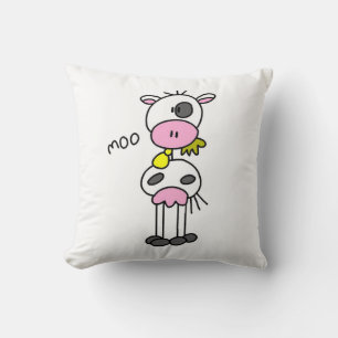 Coussin T-shirts et cadeaux vache en bonhomme allumette