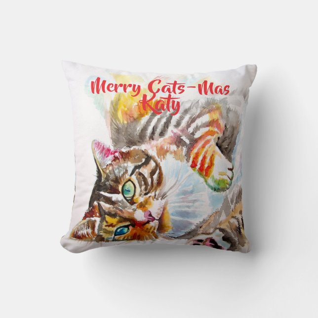 Coussin Tabby Cat Cats Merry Christmas Cats-Mus Girls (Recto)