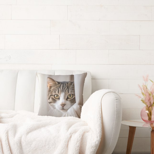 Coussin Tabby Chat Dans Les Rideaux (Canapé)