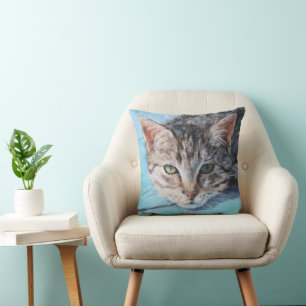 Coussin Tabby gris Cat Eyes Art