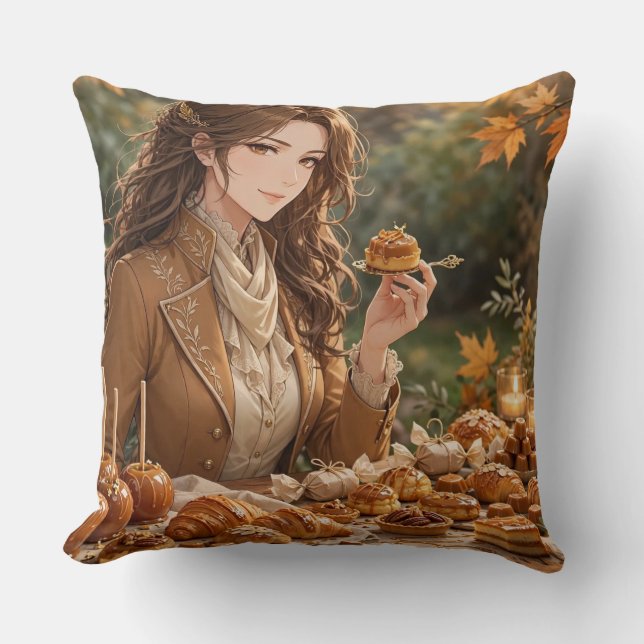 Coussin Table de dessert d'automne doré (Recto)