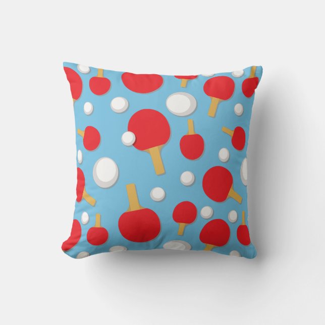 Coussin Table de Tennis Bats et balles Motif sur Bleu clai (Recto)