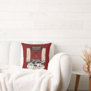Coussin Table Rouge Noir Blanc Cabaret de Minuit