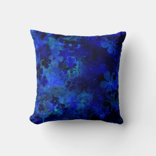 Coussin Tableau Abstrait Floral Bleu