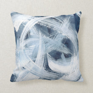Coussin Tableau Abstrait Moderne Bleu Et Blanc