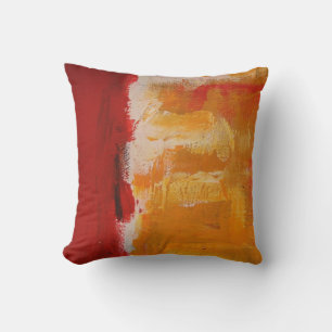 Coussin Tableau Abstrait moderne rouge jaune blanc coloré
