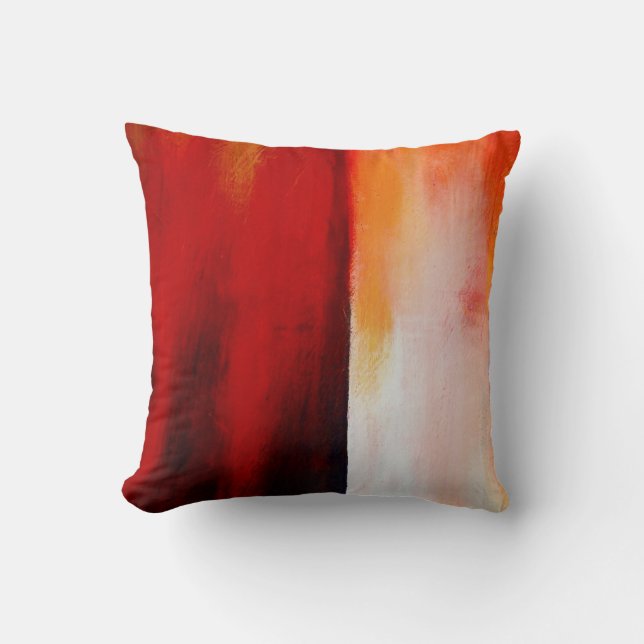 Coussin Tableau Abstrait moderne rouge jaune blanc coloré (Recto)