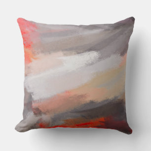 Coussin Tableau Abstrait rouge orange gris