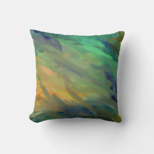 Coussin Tableau d'art Abstrait bleu orange 3