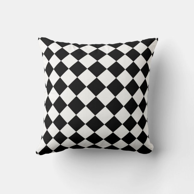 Coussin Tableau de bord noir et blanc À damiers Drapeau (Verso)