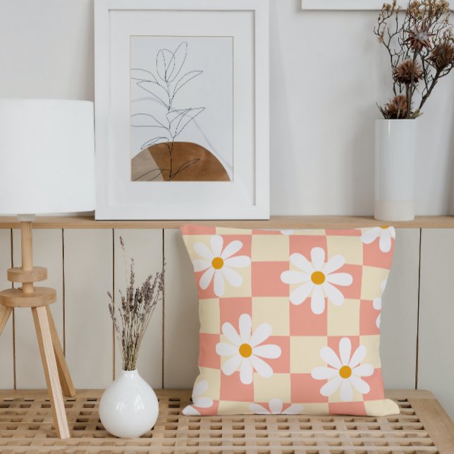 Coussin Tableau de contrôle floral de marguerite super, an (Créateur téléchargé)