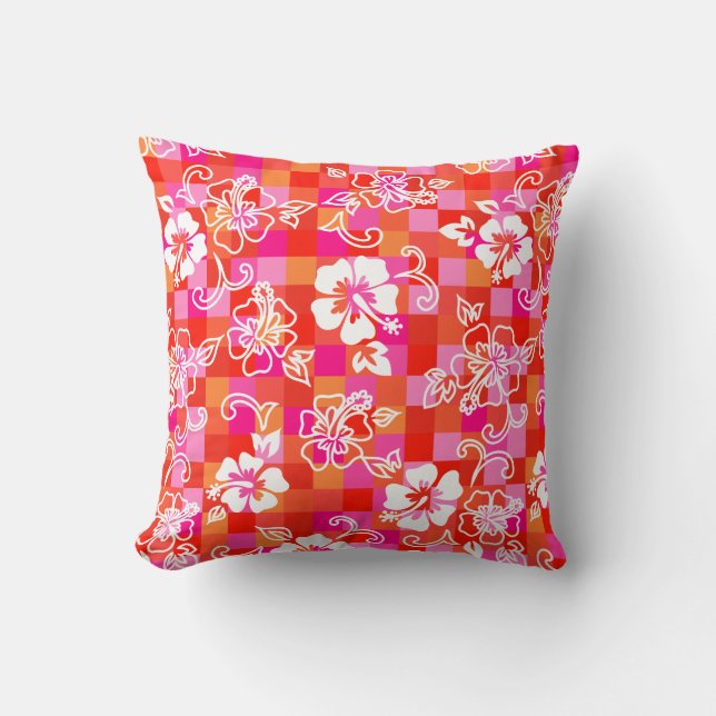Coussin Tableau de contrôle Hibiscus Hawaiian Floral (Recto)
