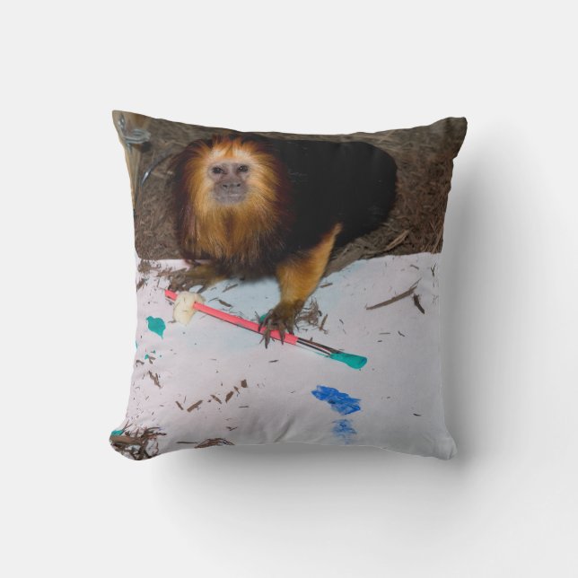 Coussin Tableau de Lion Tamarin à tête dorée (Recto)