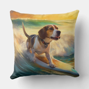 Coussin Tableau de surf de plage beagle